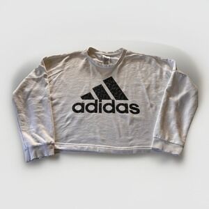 3/$25 Sale! Adidas Women's Cropped Sweatshirt Large White Camo Logo Pullover